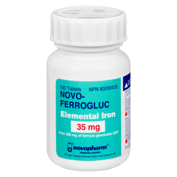 Novopharm Novo-Ferrogluc Elemental Iron 35 mg 100 Tablets