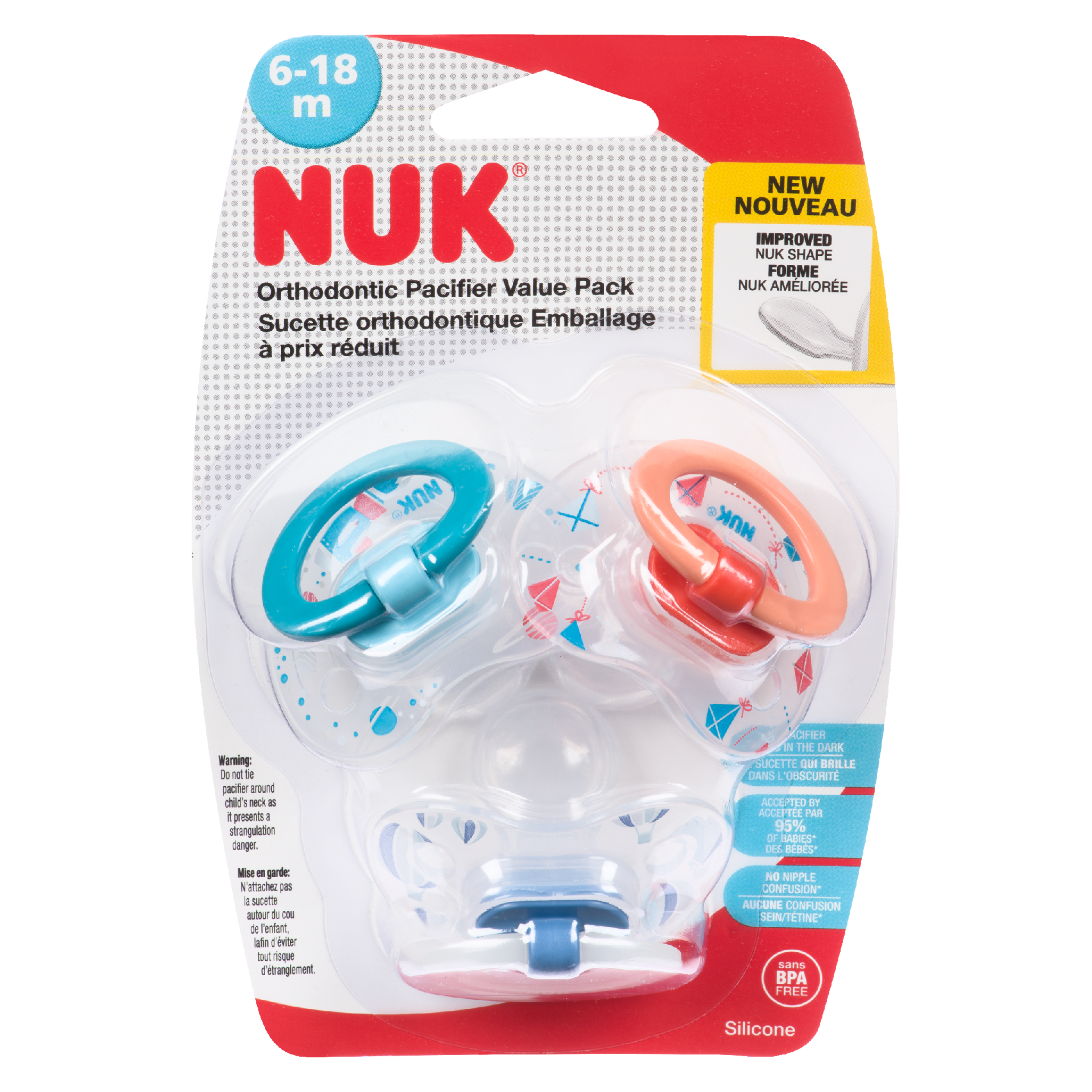 NUK Orthodontic Pacifier Value Pack Silicone 6-18 m