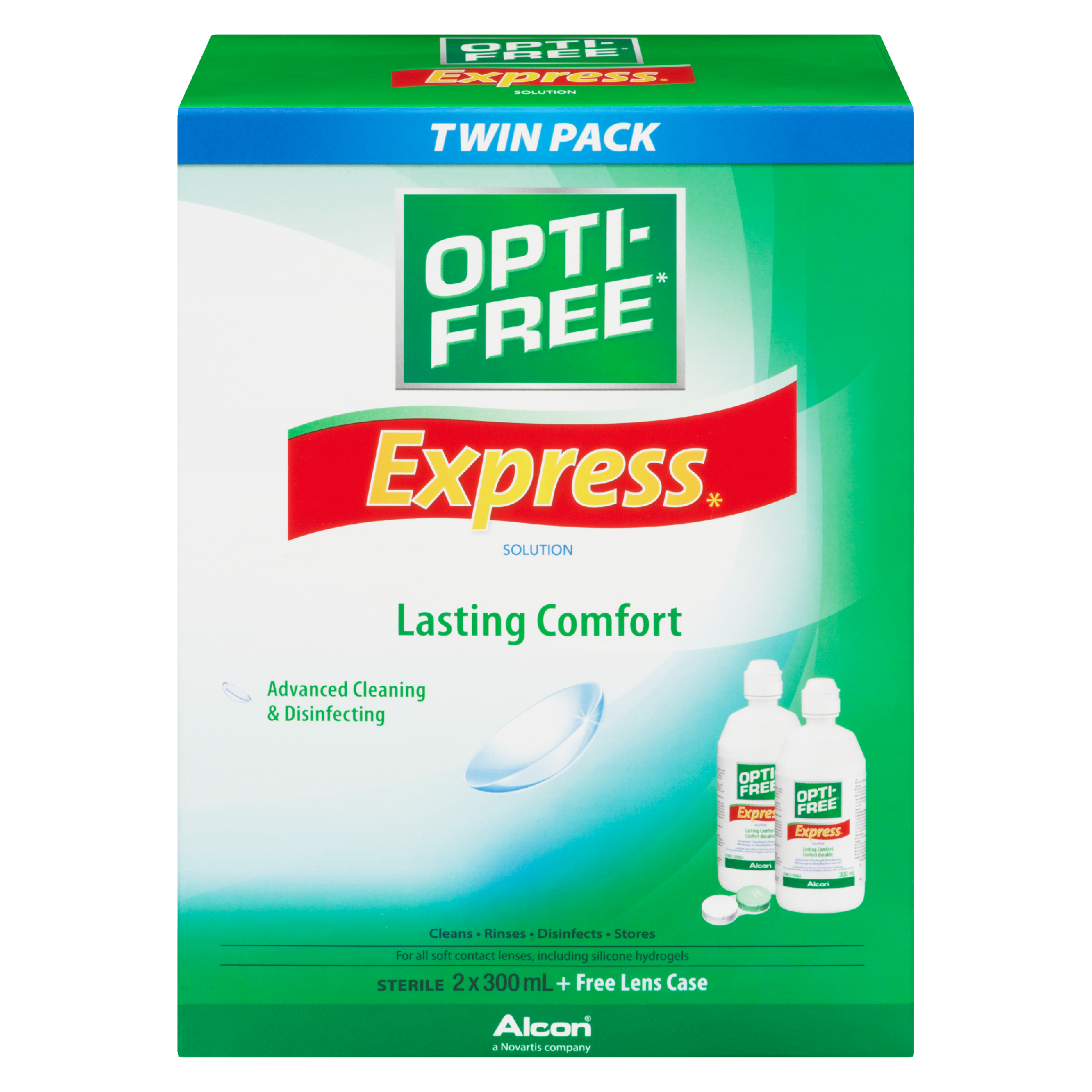 Opti-Free Express Advanced Cleaning & Disinfecting Solution Lasting Comfort Twin Pack 2 x 300 ml