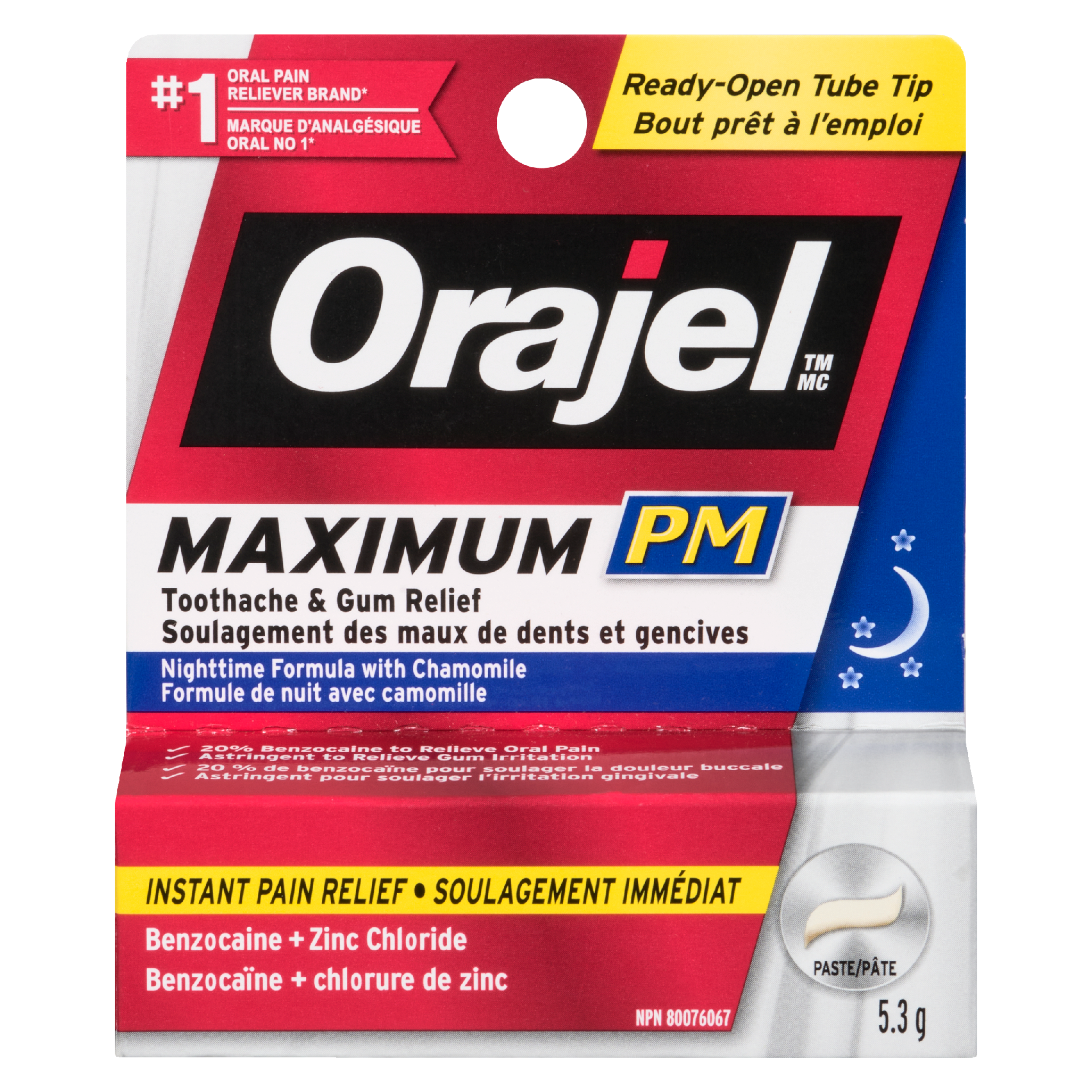 Orajel Maximum Toothache & Gum Relief Paste PM Nighttime Formula with Chamomile 5.3 g