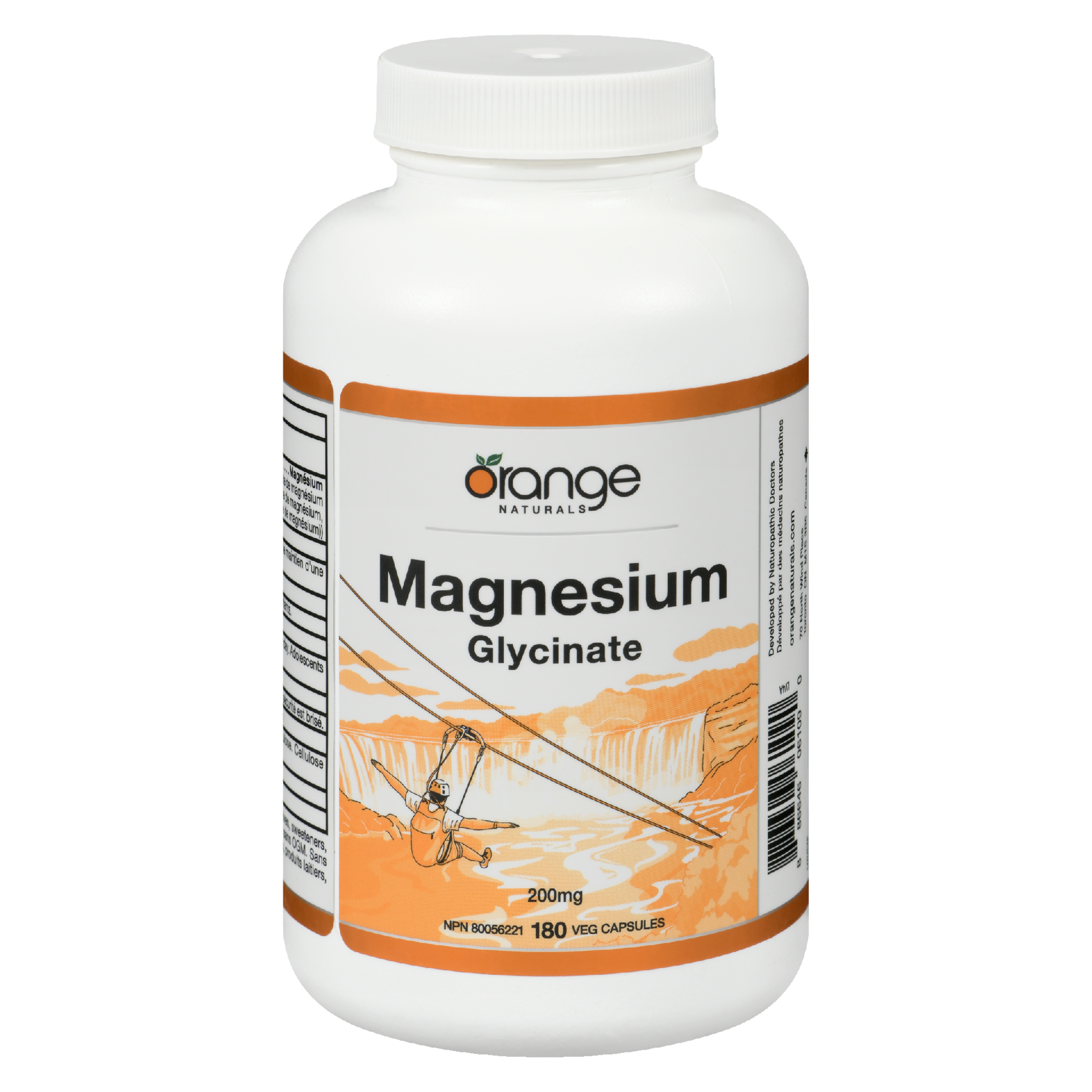 Orange Naturals Magnesium Glycinate 200 mg 180 Veg Capsules