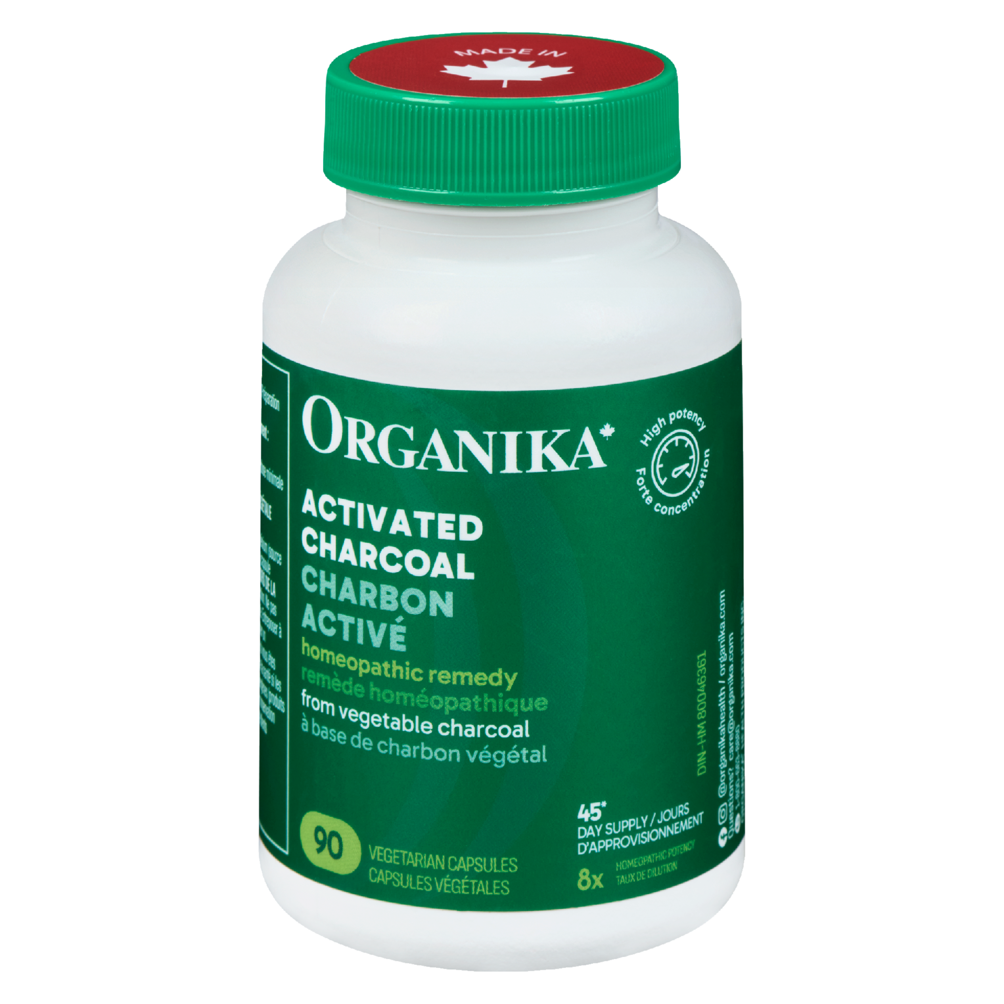 Organika Activated Charcoal 90 Vegetarian Capsules
