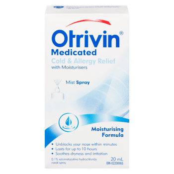 Otrivin Medicated Cold & Allergy Relief Mist Spray Moisturising Formula 20 ml