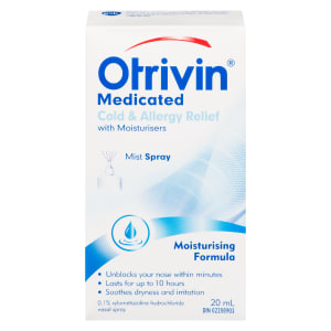 Otrivin Medicated Cold & Allergy Relief Mist Spray Moisturising Formula 20 ml