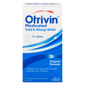 Otrivin Medicated Cold & Allergy Relief Mist Spray Original Formula 30 ml