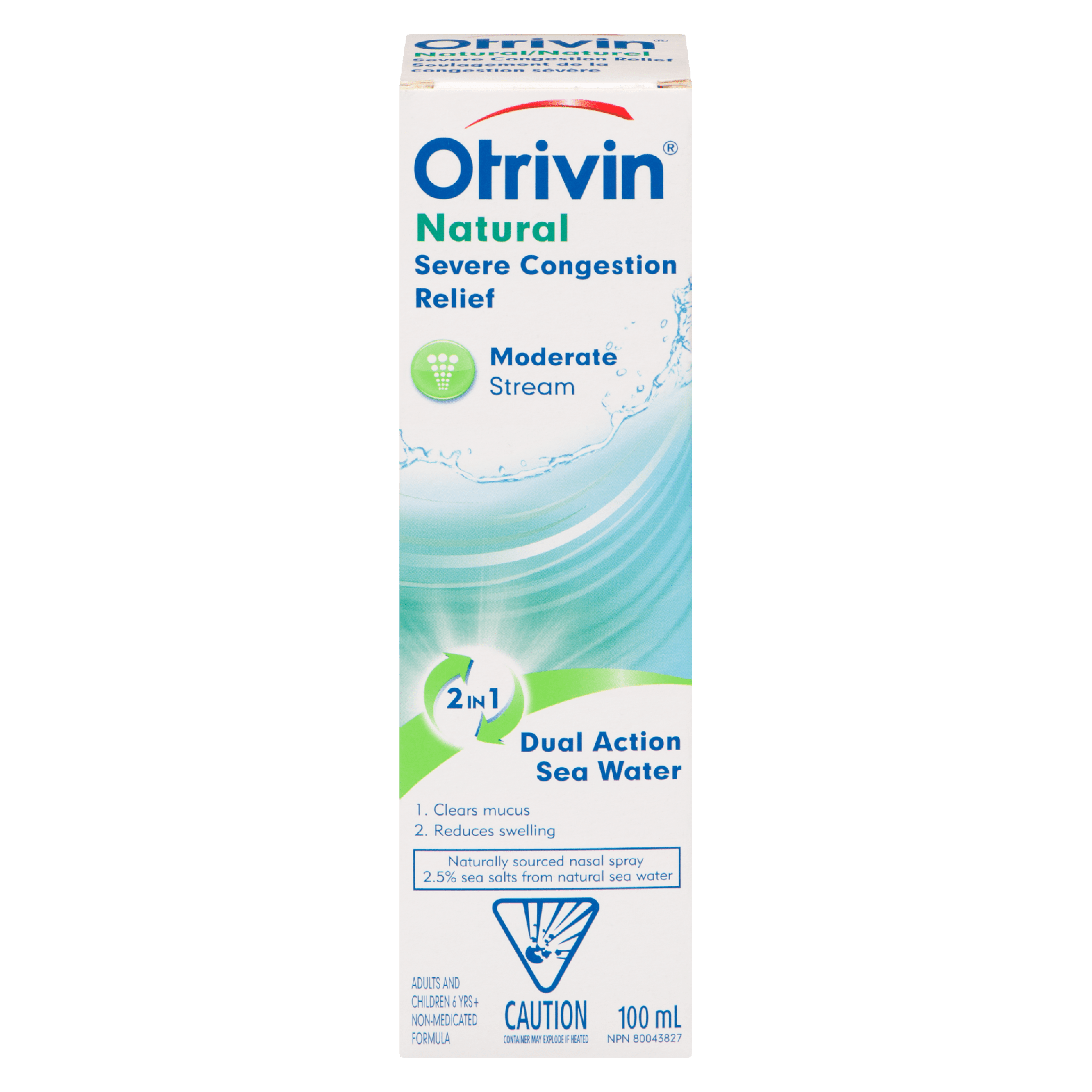 Otrivin Natural Severe Congestion Relief Moderate Stream 2 in 1 Dual Action Sea Water 100 ml