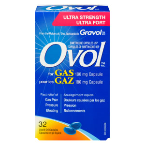 Ovol Simethicone Capsules USP for Gas 180 mg Capsule 32 Liquid Gel Capsules