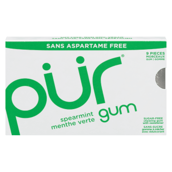 Pür Sugar-Free Chewing Gum with Sweetener Spearmint 9 Pieces Gum