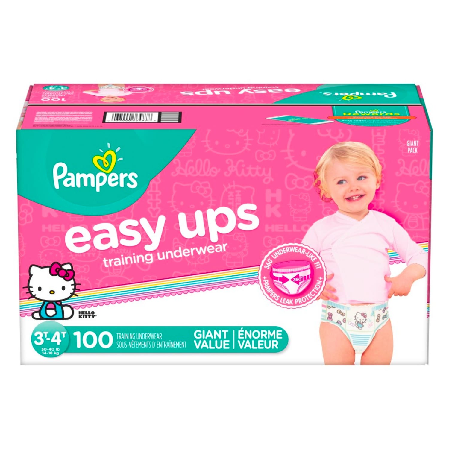 Pampers Easy Ups Girls Training Underwear, Size 5 3T-4T, 100 Ct