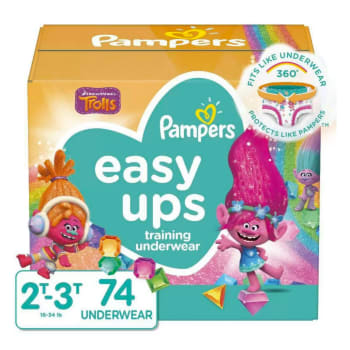 Pampers Easy Ups Training Underwear for Girls (Size 2T-3T, 74 Count)