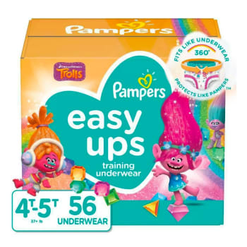 Pampers Easy Ups Trolls Training Underwear for Girls Super Pack (Size 4T-5T, 56 Count)