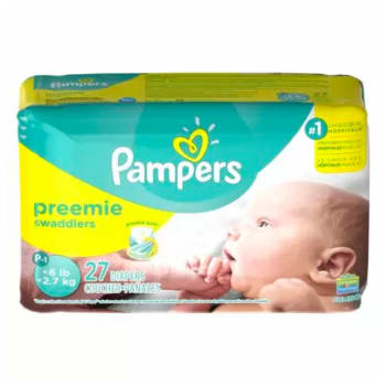 Pampers Swaddlers Diapers Jumbo Pack Size Preemie (Size P1, 27 Count)