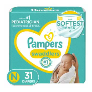 Pampers Swaddlers Newborn Diapers Soft and Absorbent (Size N, 31 Count)