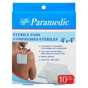 Paramedic Sterile Pads 4" x 4" 5 Packages of 2 Sponges 10 Units