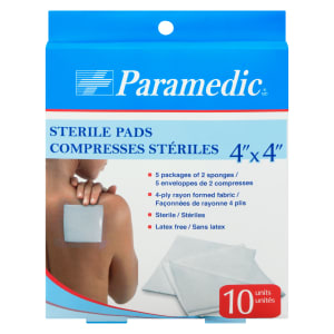 Paramedic Sterile Pads 4" x 4" 5 Packages of 2 Sponges 10 Units
