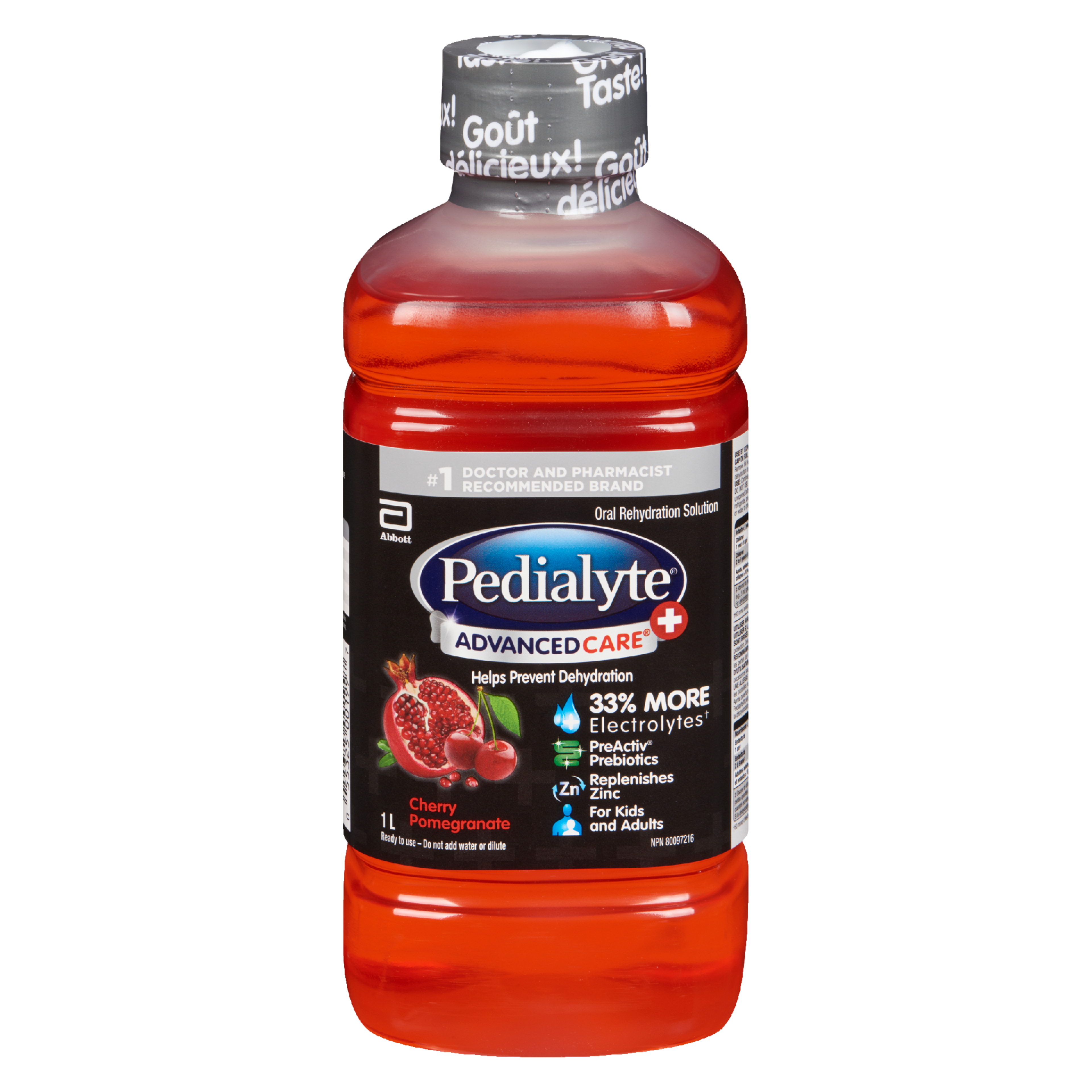 Pedialyte Advanced Care + Oral Rehydration Solution Cherry Pomegranate 1 L