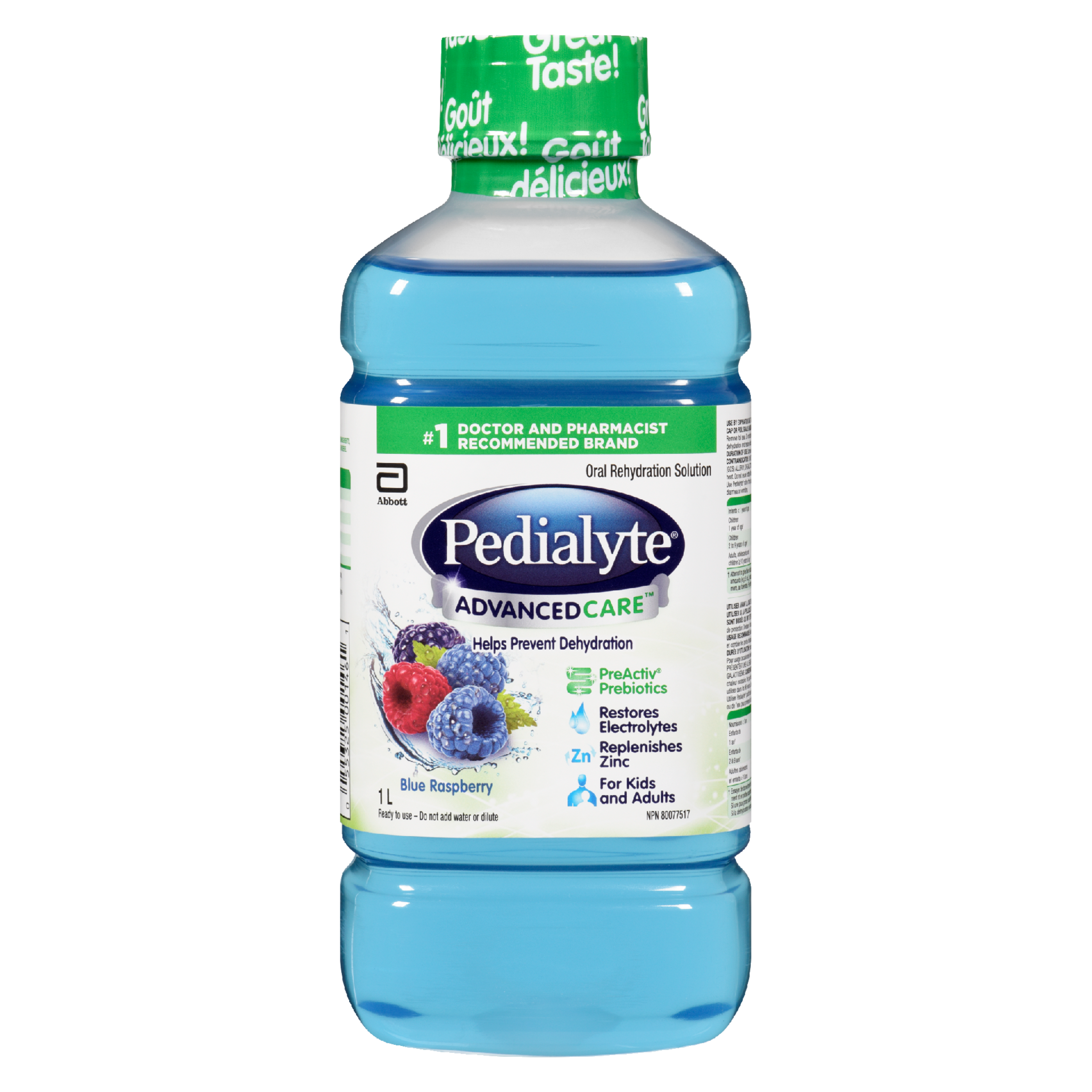 Pedialyte AdvancedCare Oral Rehydration Solution Blue Raspberry 1 L
