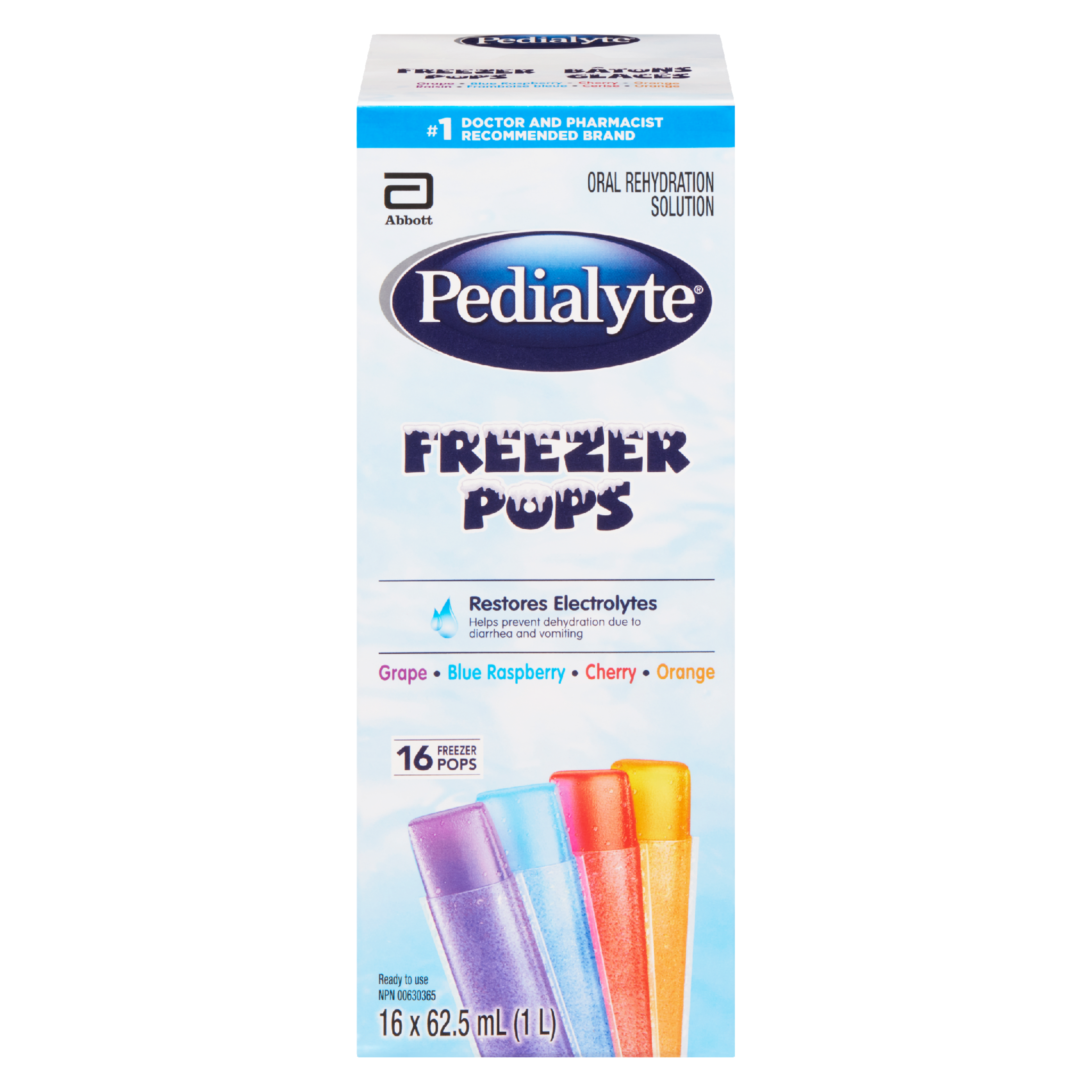 Pedialyte Freezer Pops 16 Freezer Pops x 62.5 ml (1 L)