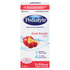 Pedialyte Oral Rehydration Solution Powder Fruit Punch Flavour 8 Sticks x 8.5 g