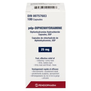 Pendopharm Diphenhydramine Hydrochloride Capsules, USP 25 mg 100 Capsules