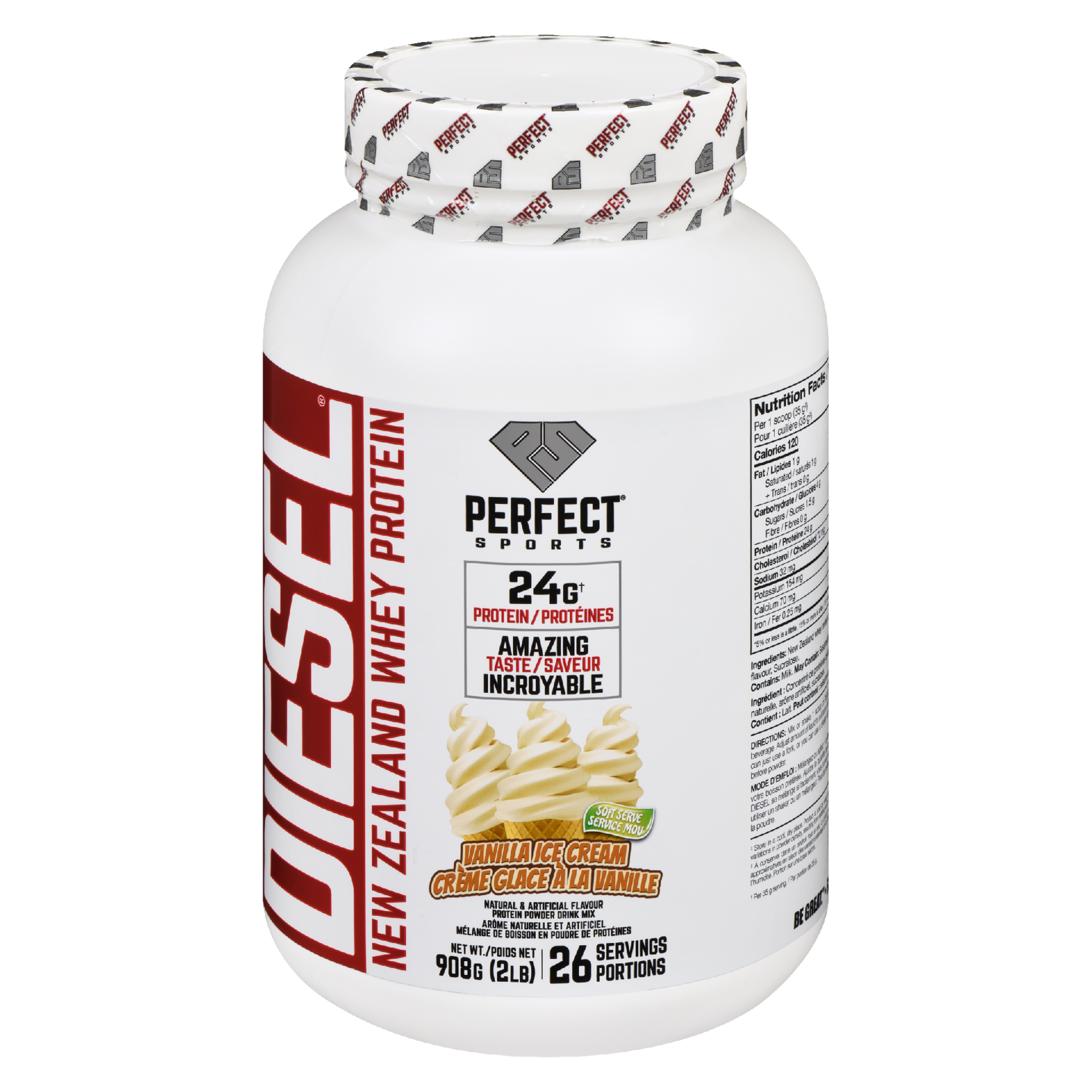 PERFECT Sports DIESEL Protein Powder Drink Mix Vanilla Ice Cream 908 g