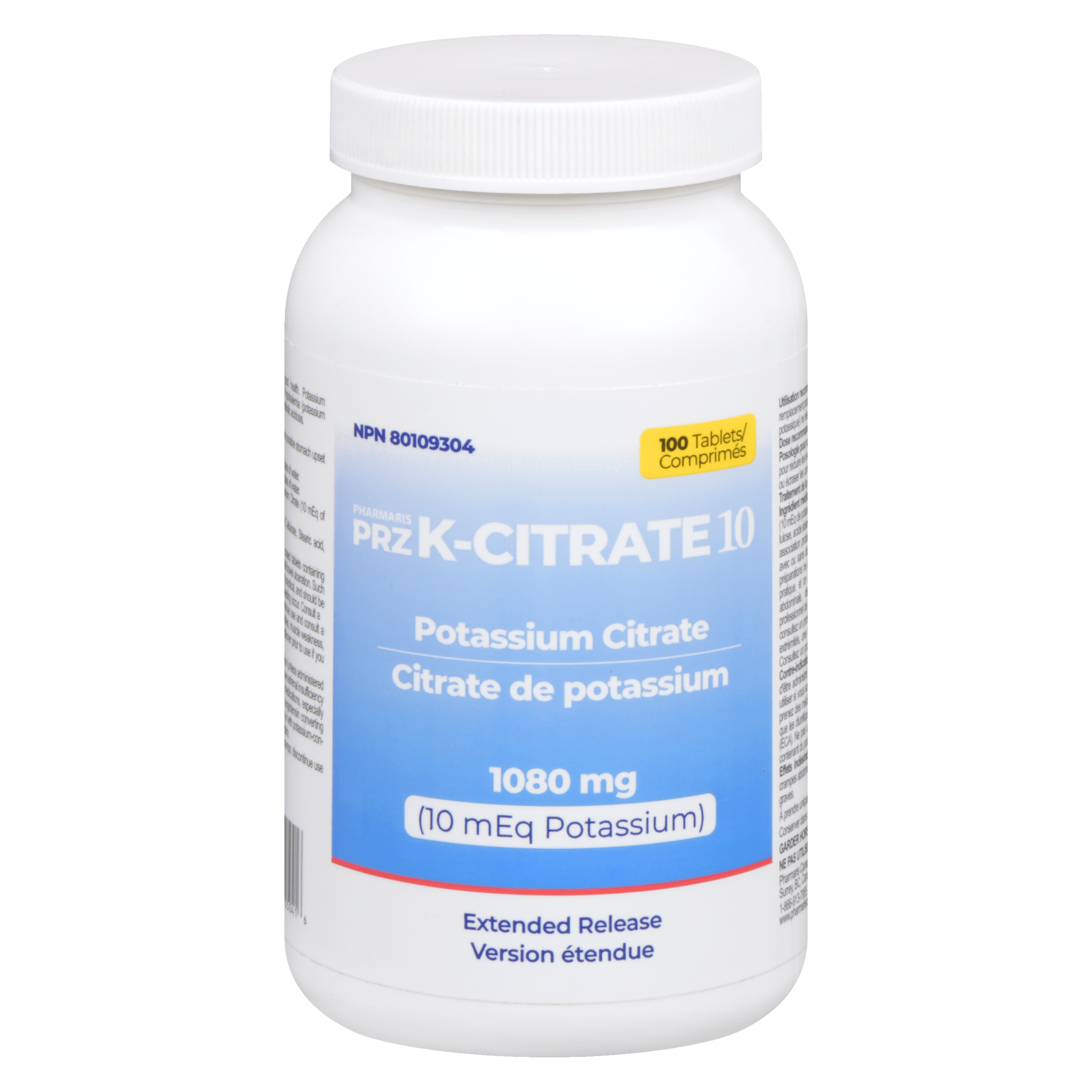 Pharmaris PRZ K-Citrate 10 1080 mg Extended Release 100 Tablets