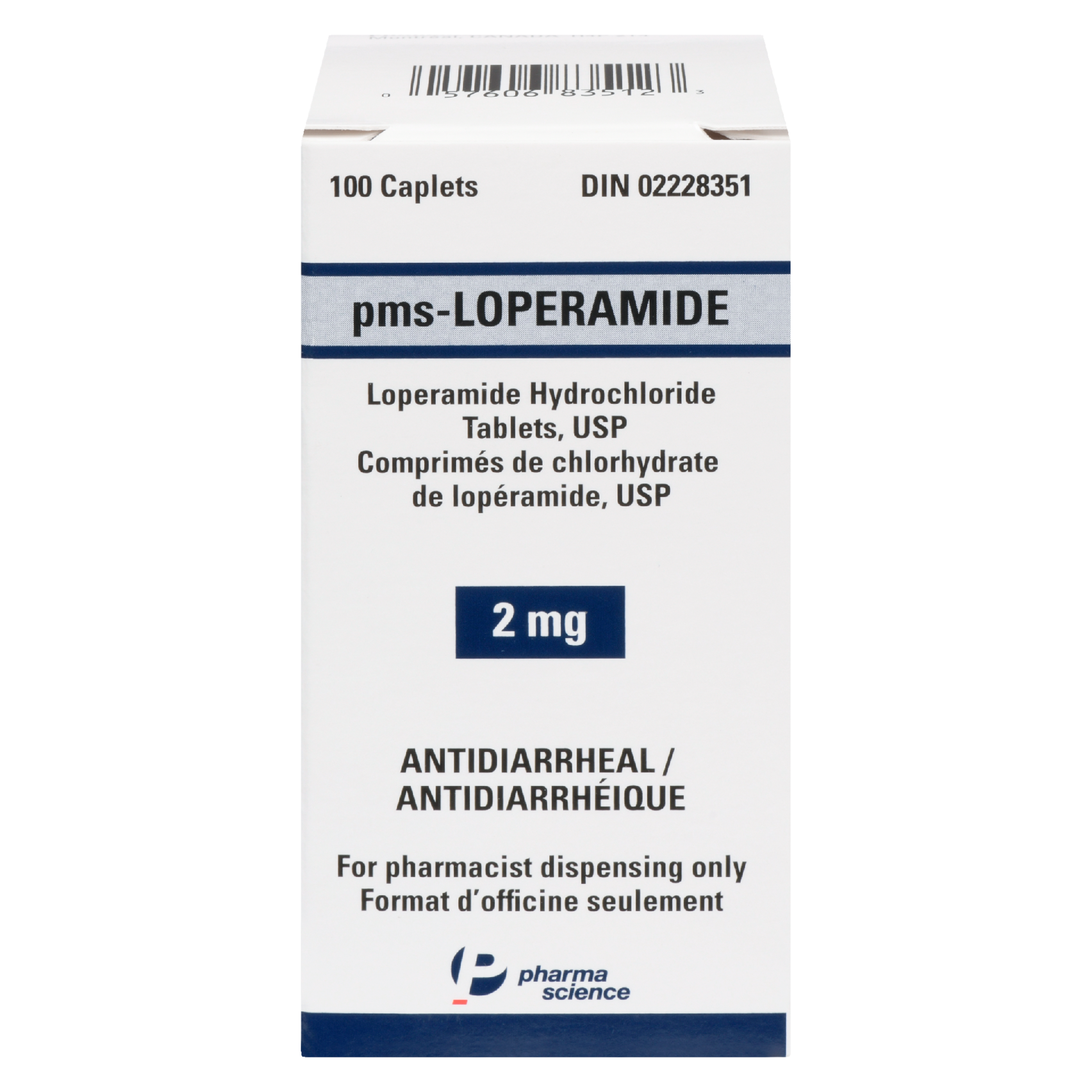 Pharmascience Antidiarrheal pms-Loperamide 2 mg 100 Caplets