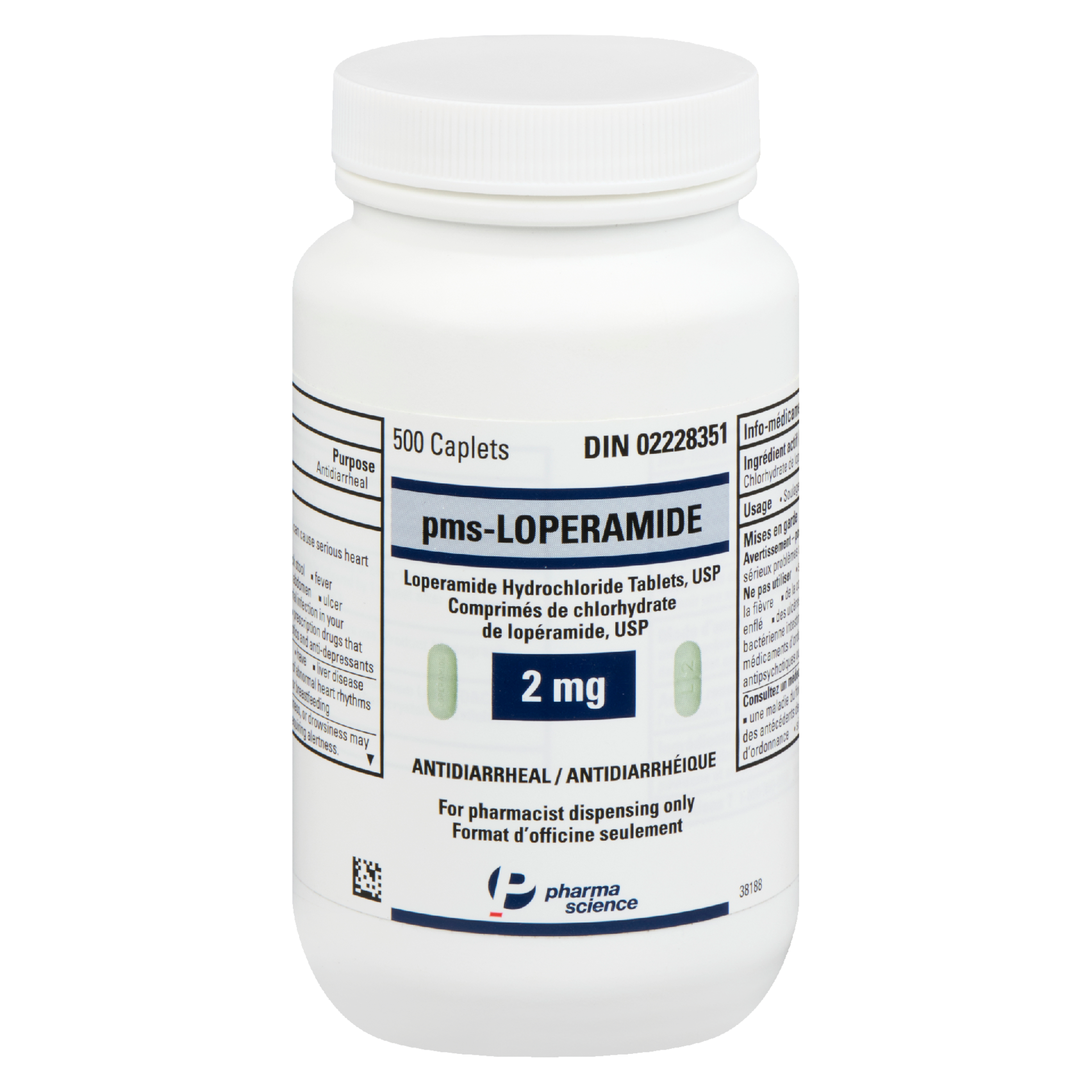 Pharmascience Antidiarrheal pms-Loperamide 2 mg 500 Caplets