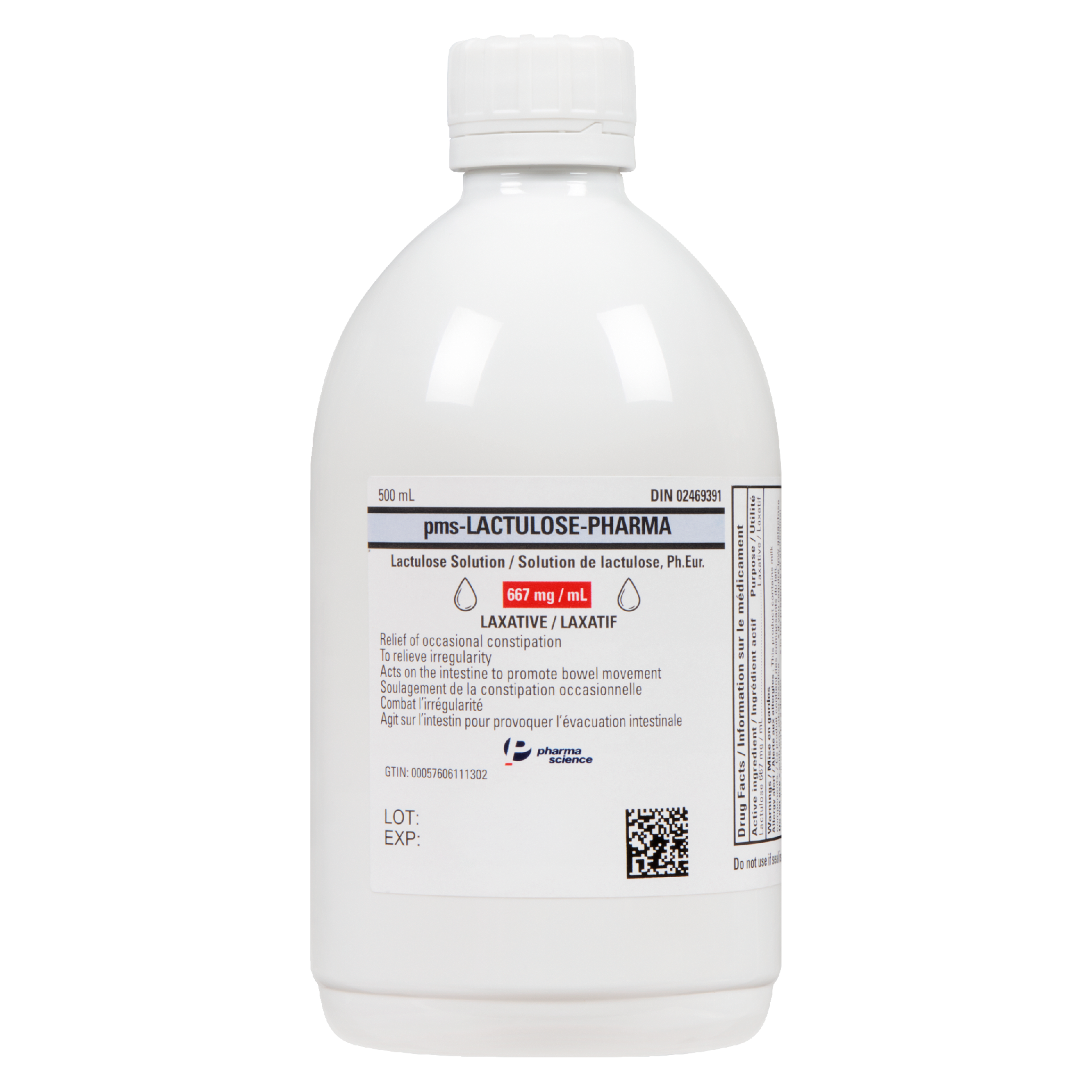 Pharmascience Lactulose Solution, Ph.Eur. Laxative 500 ml