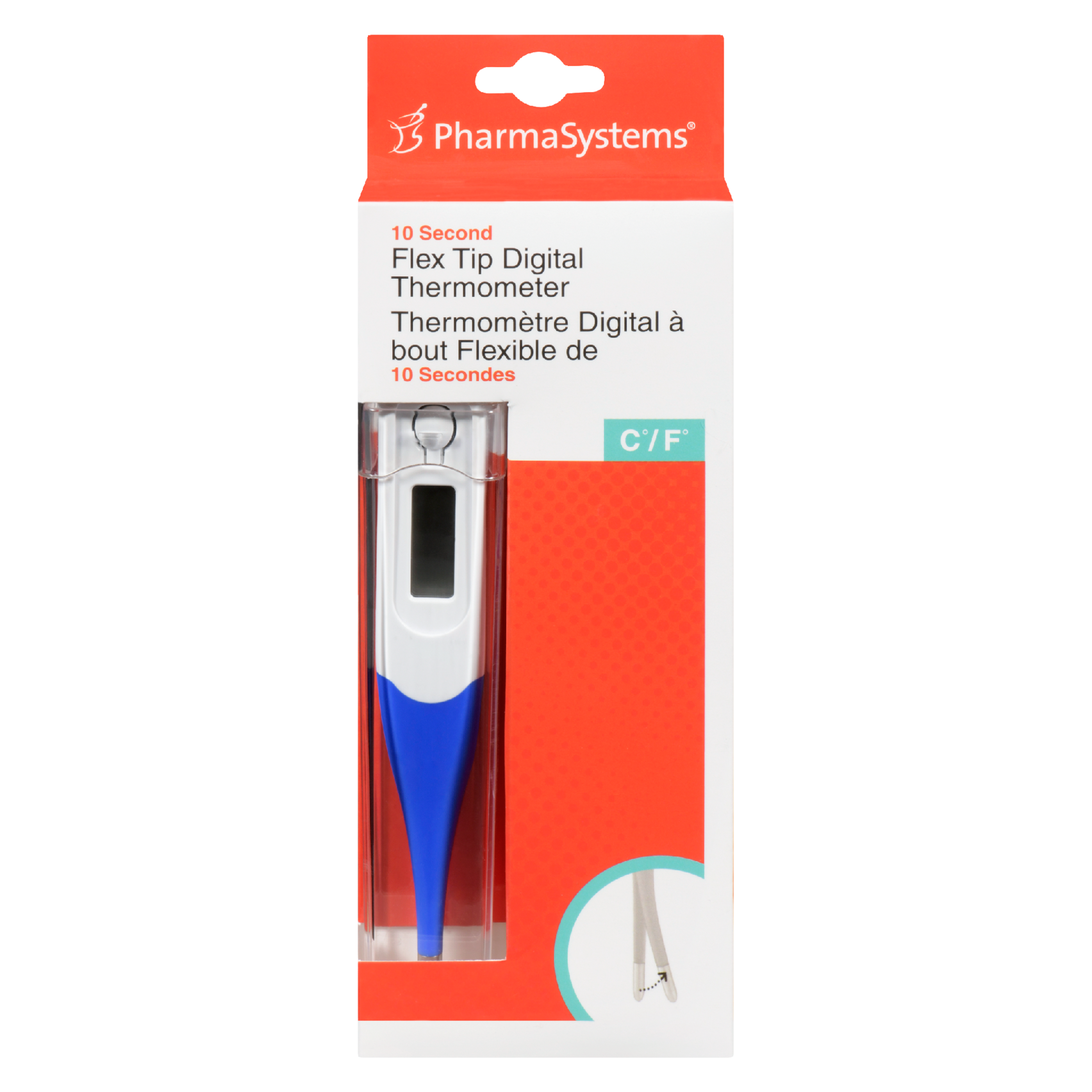PharmaSystems 10 Second Flex Tip Digital Thermometer C° / F°