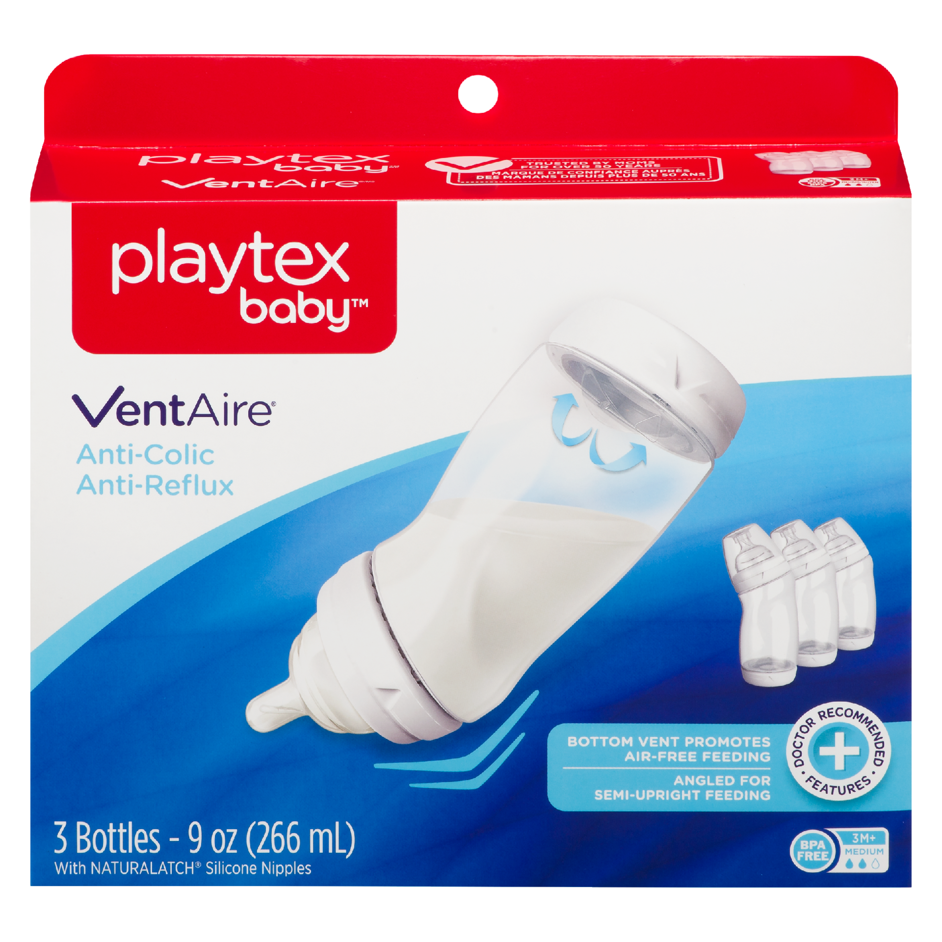 Playtex Baby VentAire Medium 3M+ 266 ml 3 Bottles
