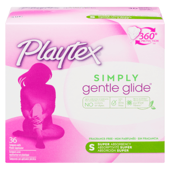 Playtex Simply Gentle Glide Super Absorbency 36 Tampons with Plastic Applicator
