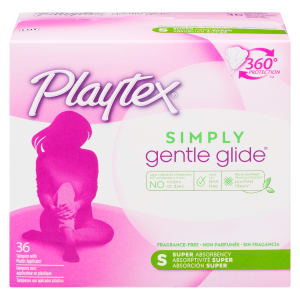 Playtex Simply Gentle Glide Super Absorbency 36 Tampons with Plastic Applicator