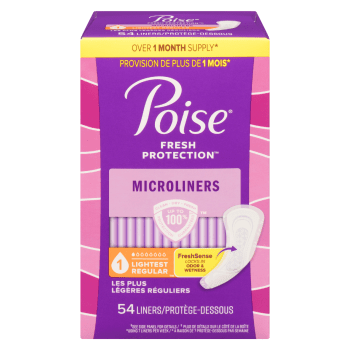 Poise Fresh Protection Microliners Lightest Regular 54 Liners
