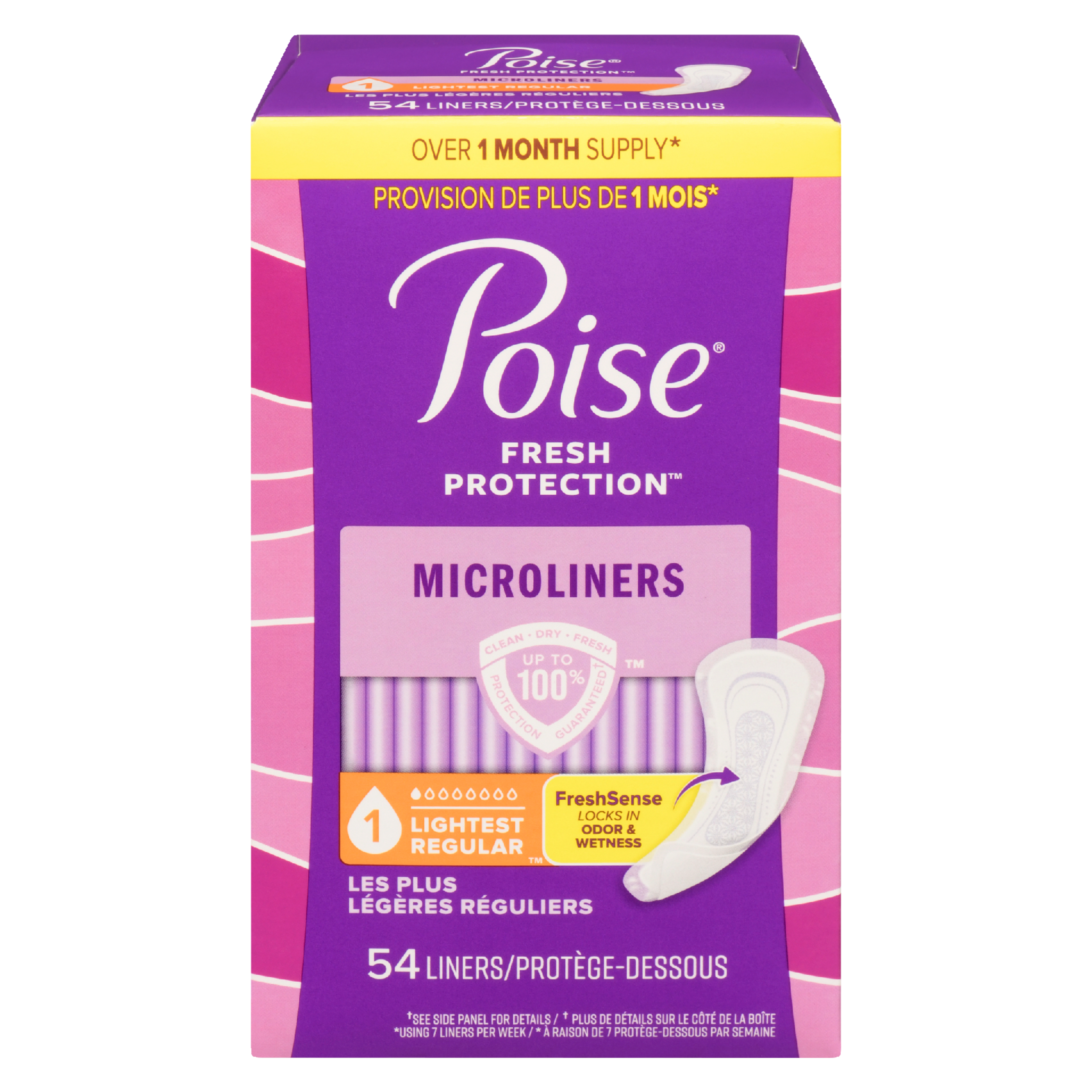 Poise Fresh Protection Microliners Lightest Regular 54 Liners