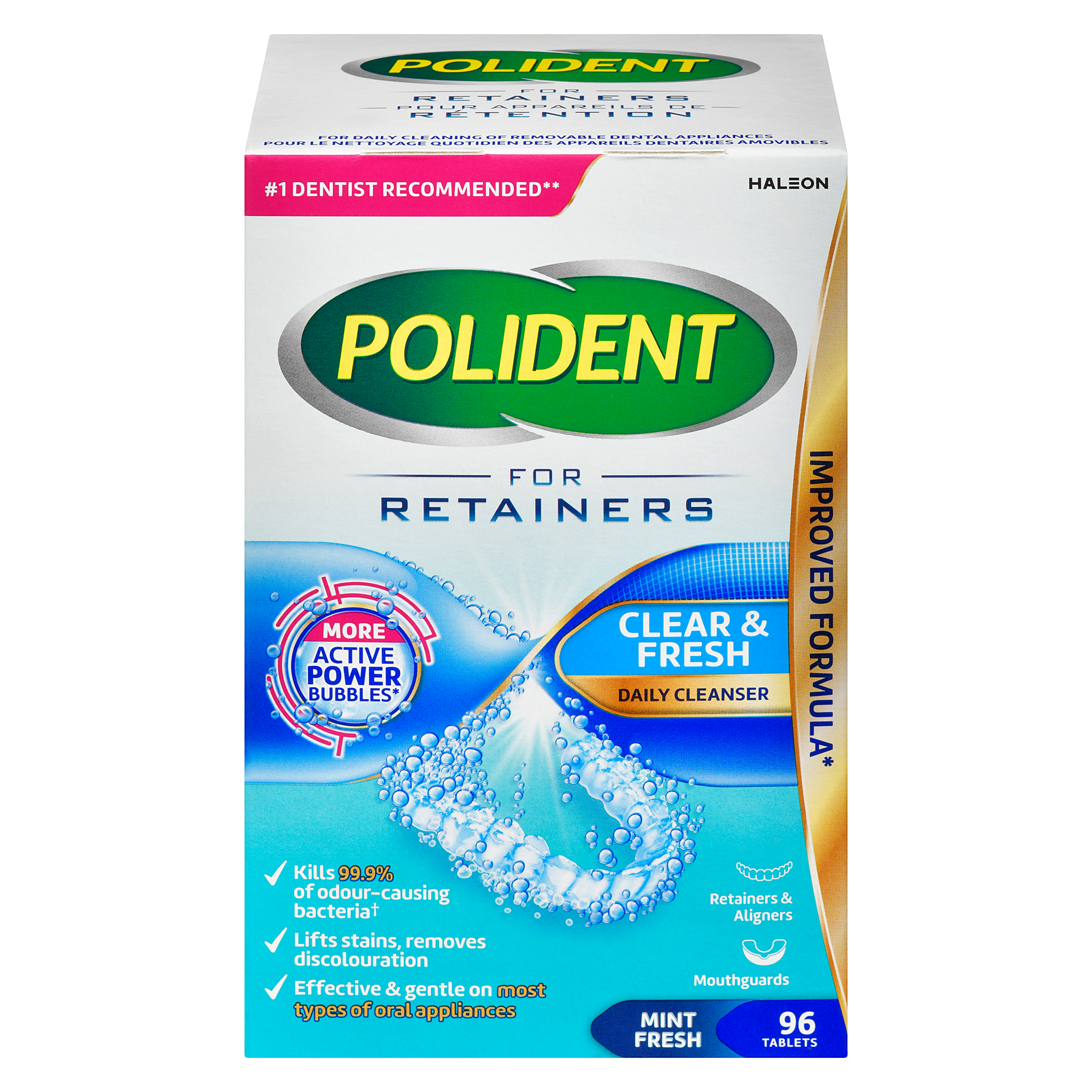 Polident Daily Cleanser for Retainers Mint Fresh 96 Tablets