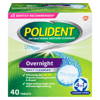 Polident Daily Cleanser Overnight 40 Tablets
