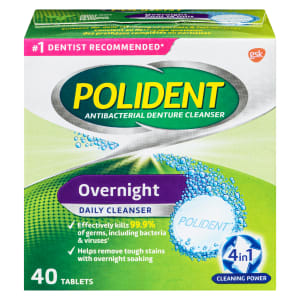 Polident Daily Cleanser Overnight 40 Tablets