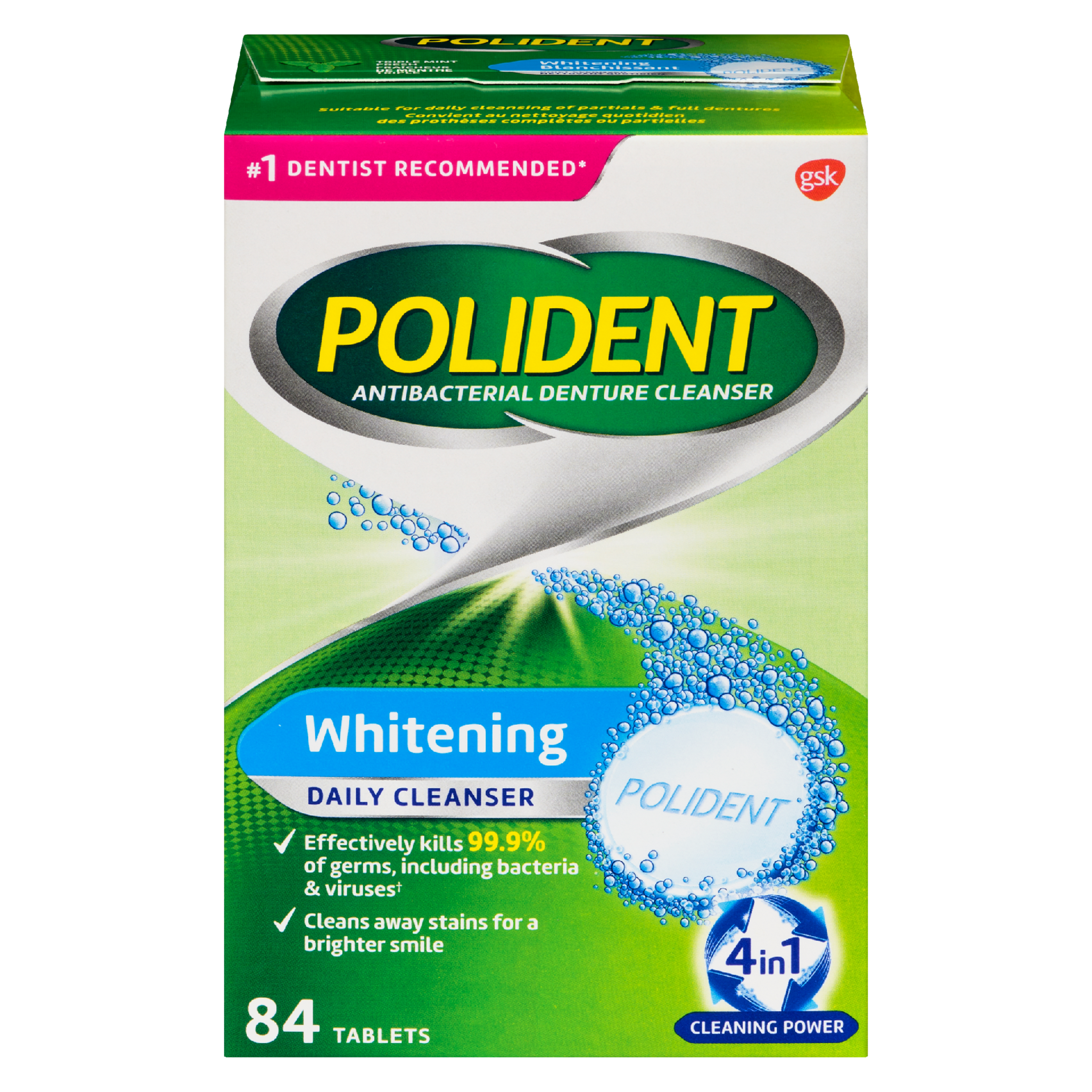 Polident Daily Cleanser Whitening 84 Tablets