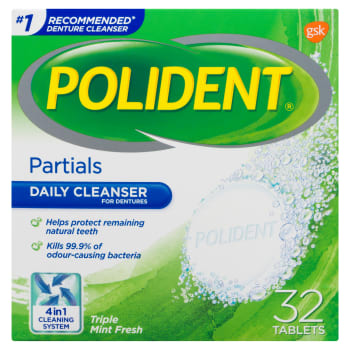 Polident Partials Triple Mint Fresh 32 Tablets