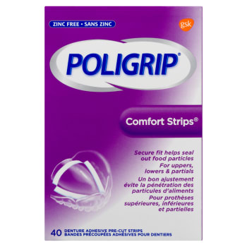 Poligrip Comfort Strips 40 Denture Adhesive Pre-Cut Strips