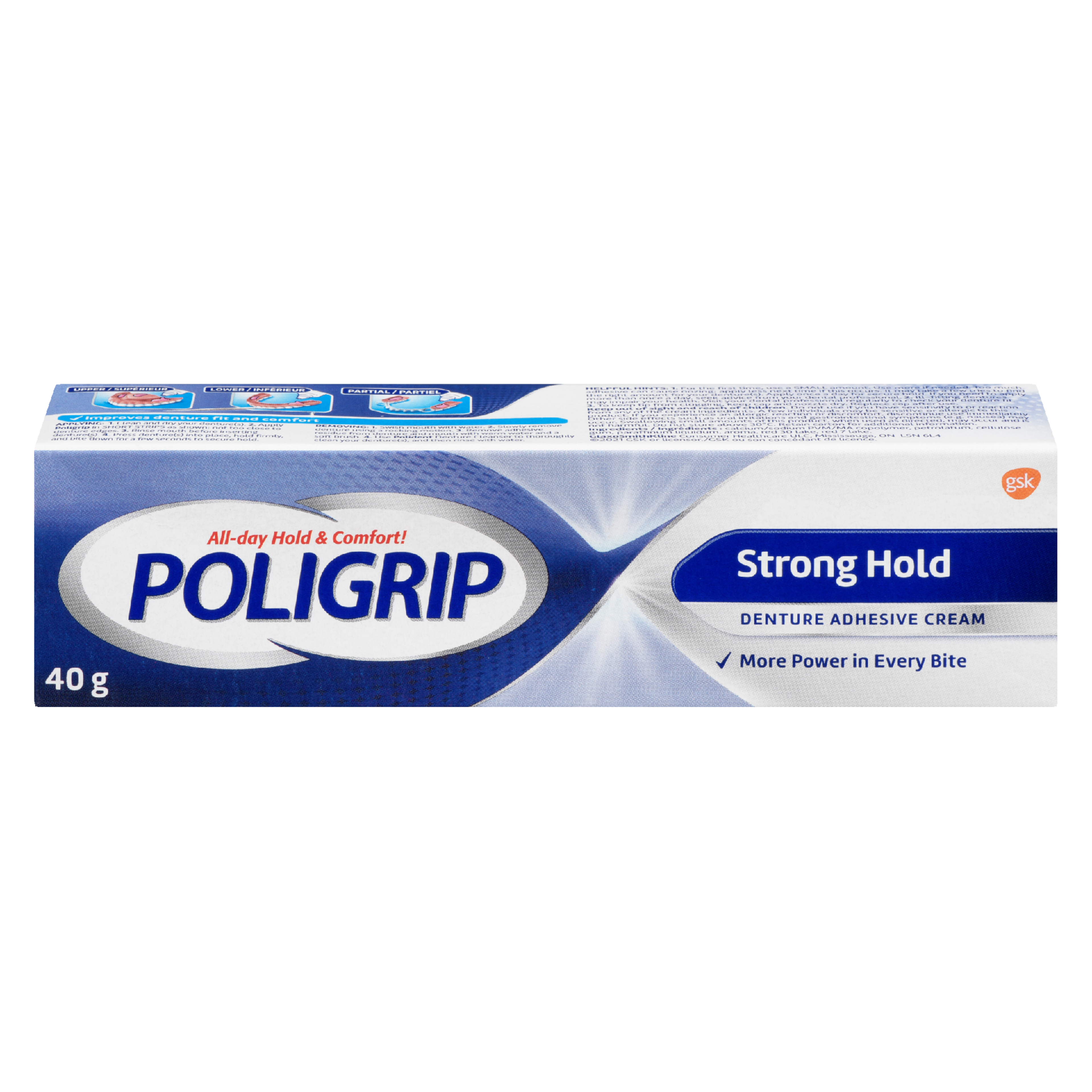 Poligrip Denture Adhesive Cream Strong Hold 40 g