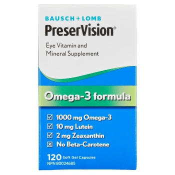 PreserVision Eye Vitamin and Mineral Supplement Omega-3 Formula 120 Soft Gel Capsules