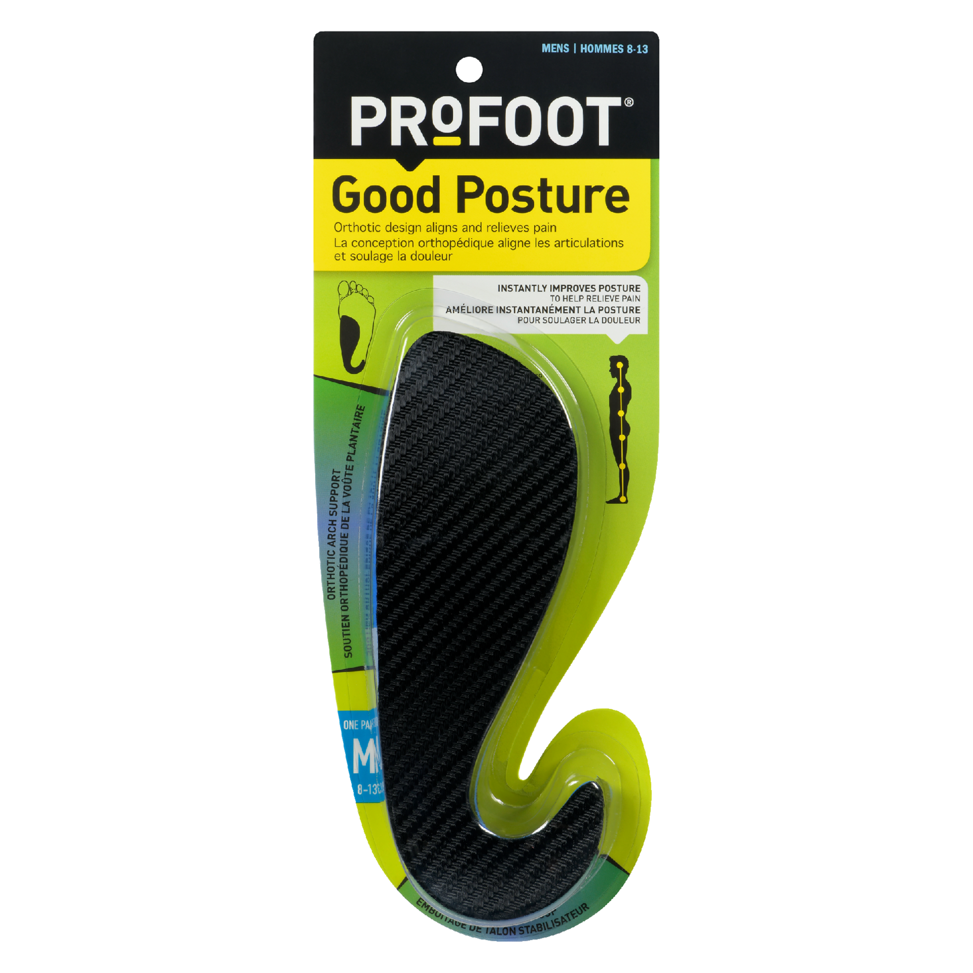 PROFOOT Good Posture Orthotic Arch Support Mens 8-13 M One Pair
