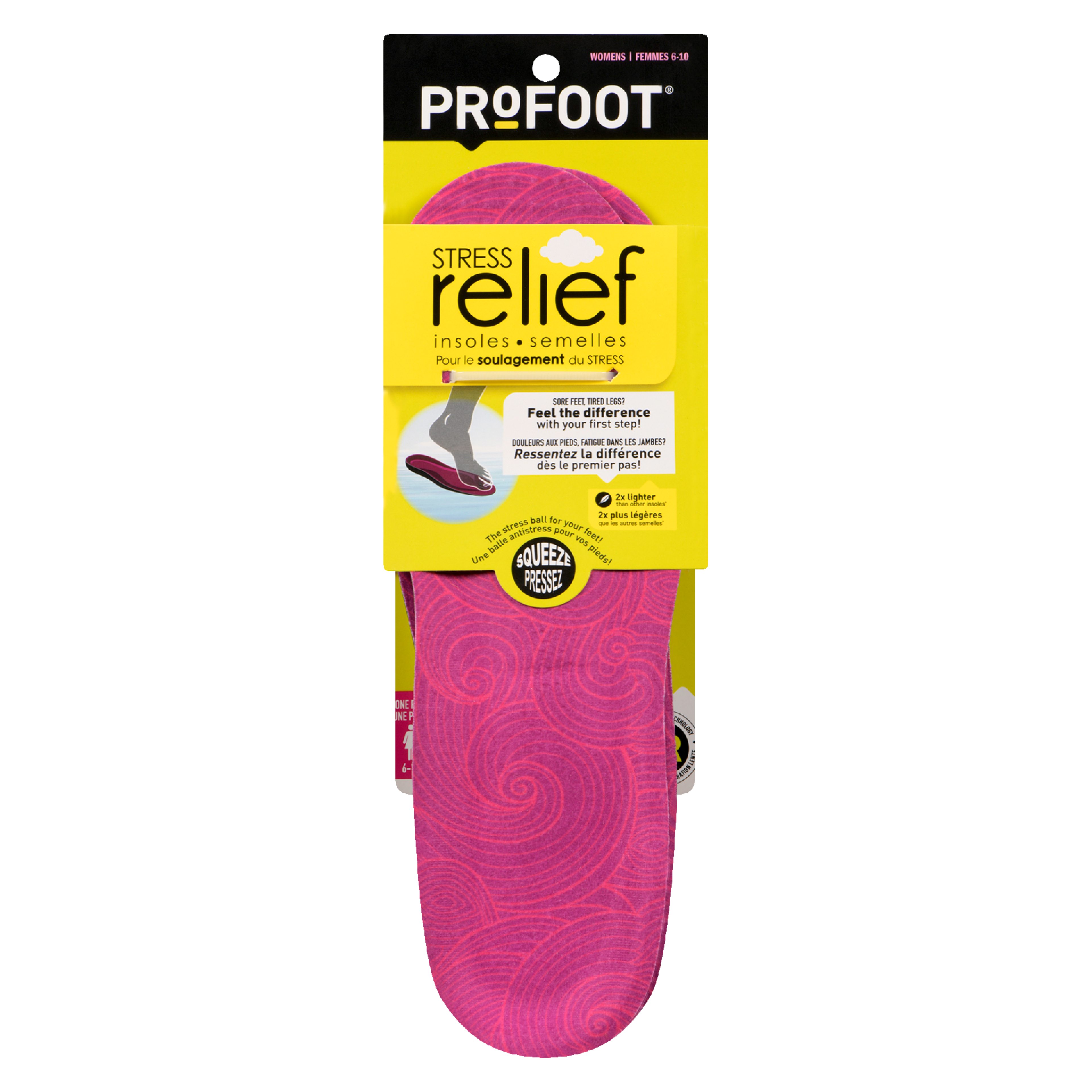 PROFOOT Stress Relief Insoles Womens 6-10 One Pair
