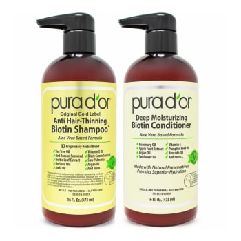 PURA D OR Anti Thinning Biotin Shampoo and Deep Moisturizing Conditioner Original Gold Label Set 16oz x2