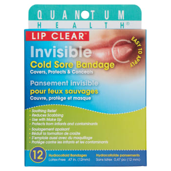 Quantum Health Lip Clear Invisible Invisible Cold Sore Bandage 12 Hydrocolloid Bandages