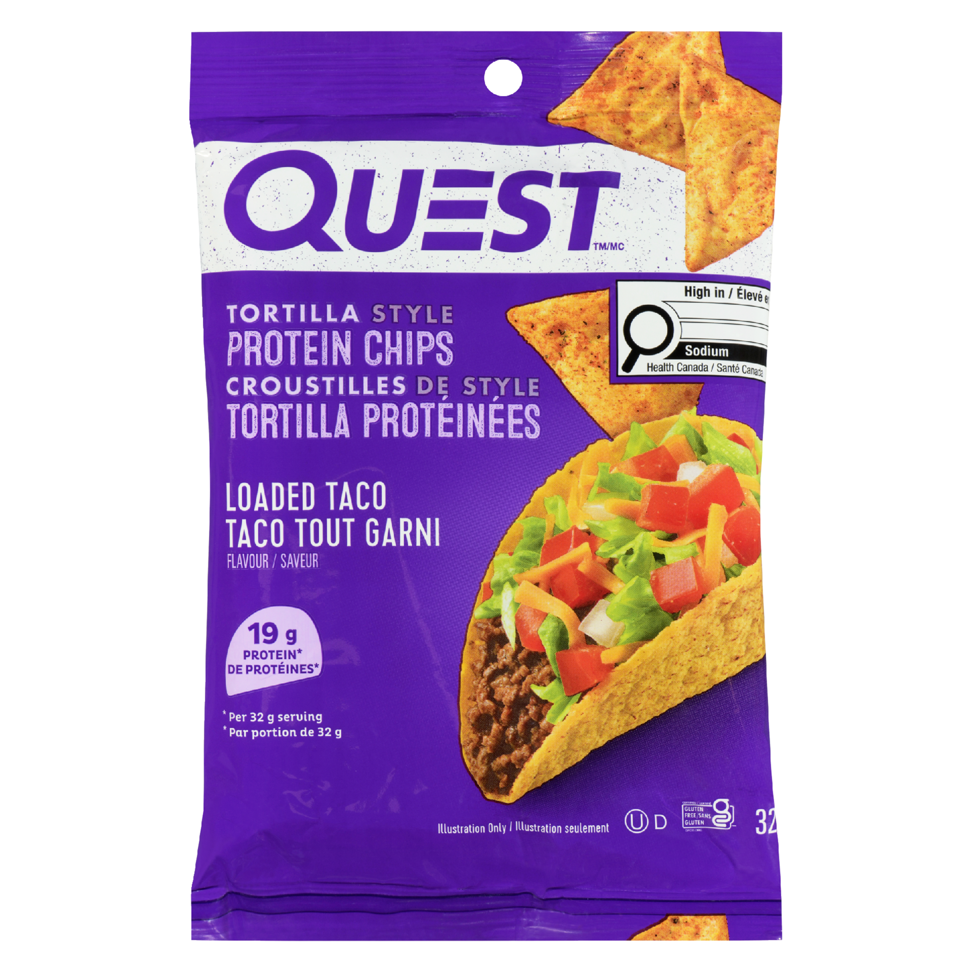 Quest Tortilla Style Protein Chips Loaded Taco Flavour 32 g