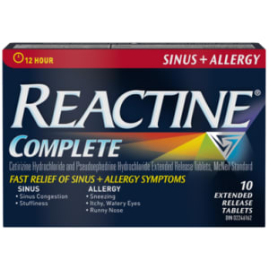 Reactine Complete Sinus + Allergy 10 Extended Release Tablets
