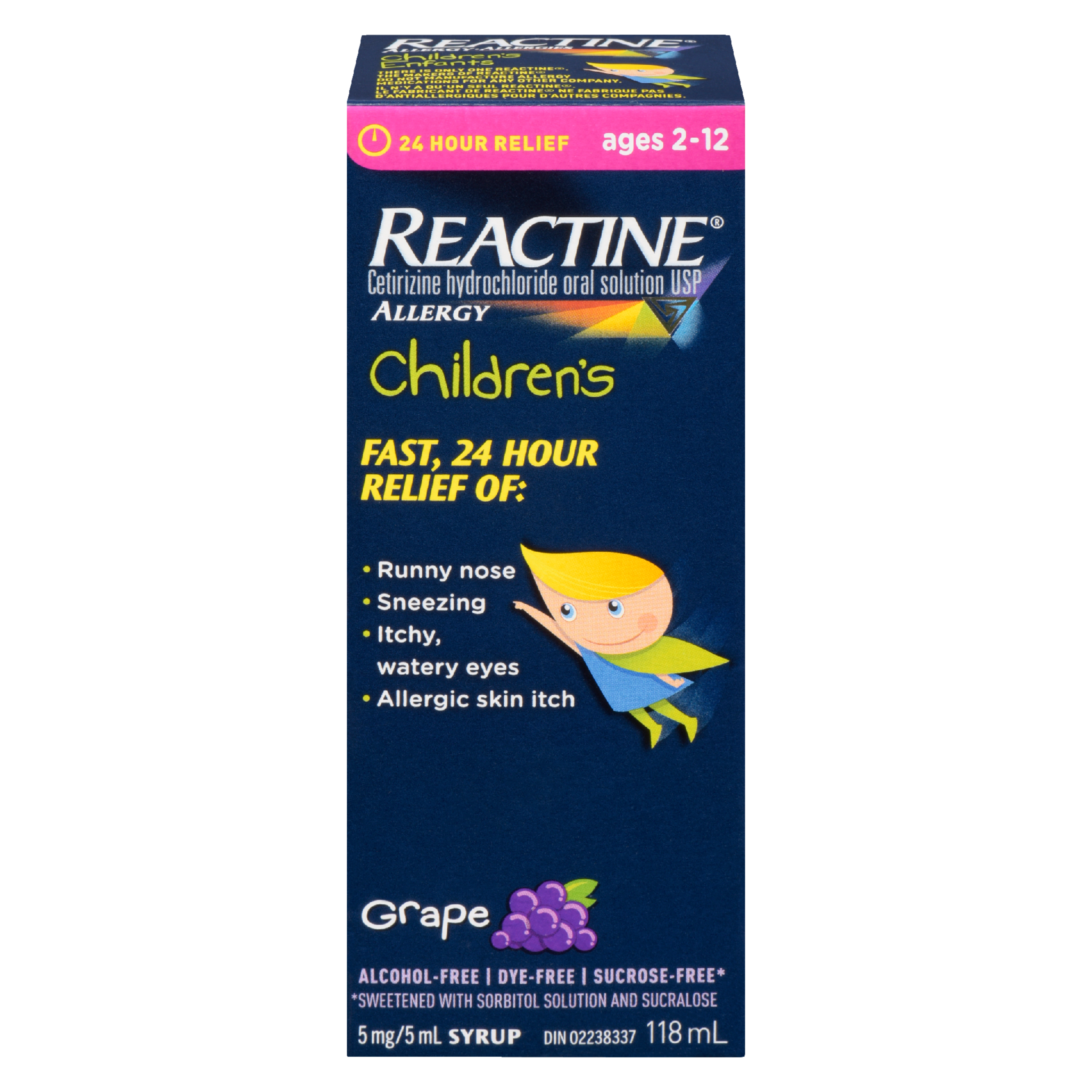 Reactine Allergy Syrup Children's Grape 5 mg/5 ml Ages 2-12 118 ml